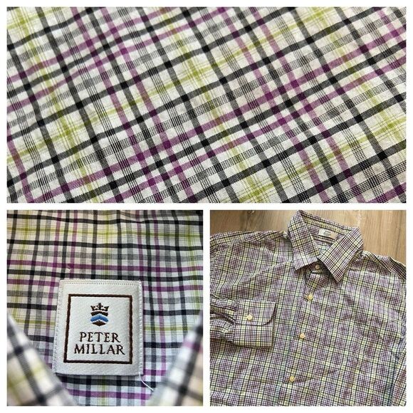 Peter Millar Other - Peter Millar Mens Long Sleeve Button Up Cotton Plaid Shirt Medium